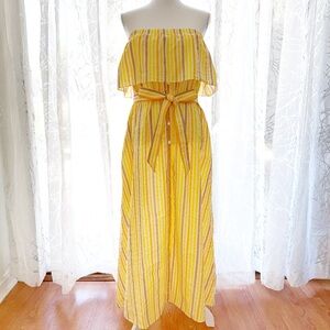 Lemlem Yellow and White Strapless Dress
